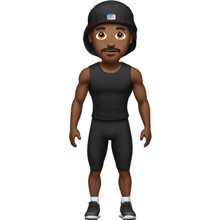 black man, little moustache, black durag, football jogging, full body emoji