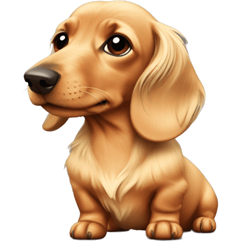 Miniature blonde long haired dachshund  emoji