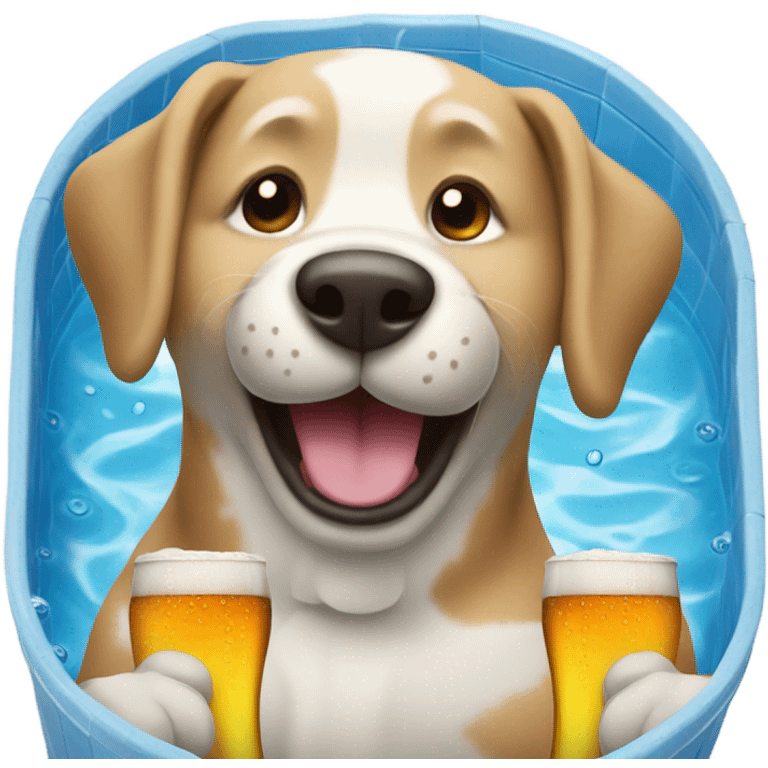 Dog swimming in a pool of beer emoji