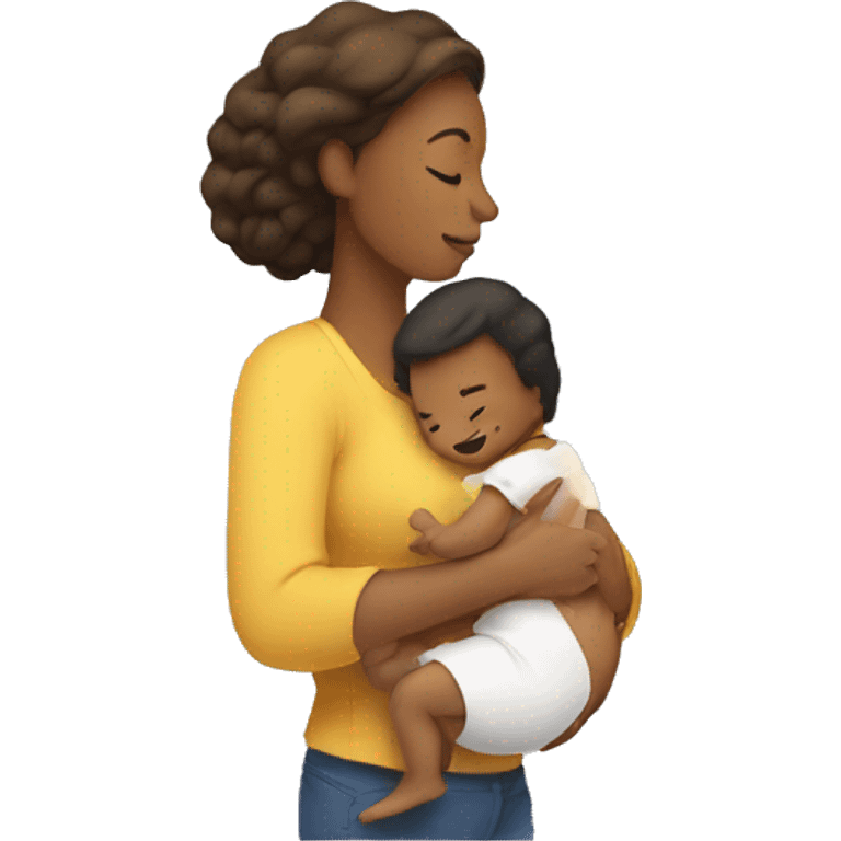 Mom holds the baby in her arms facing each other emoji