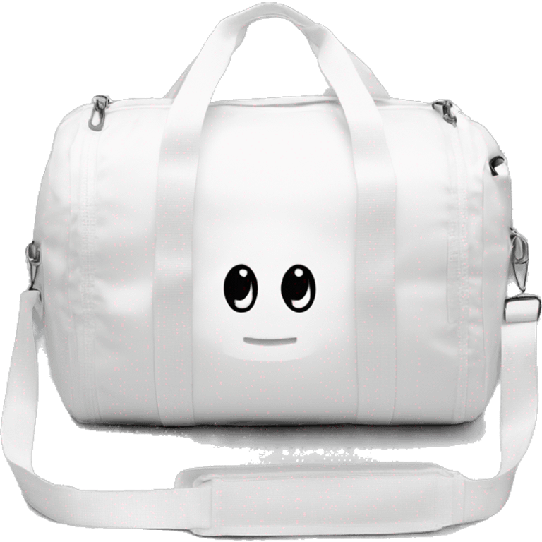 all white shoulder gym bag, white strap emoji