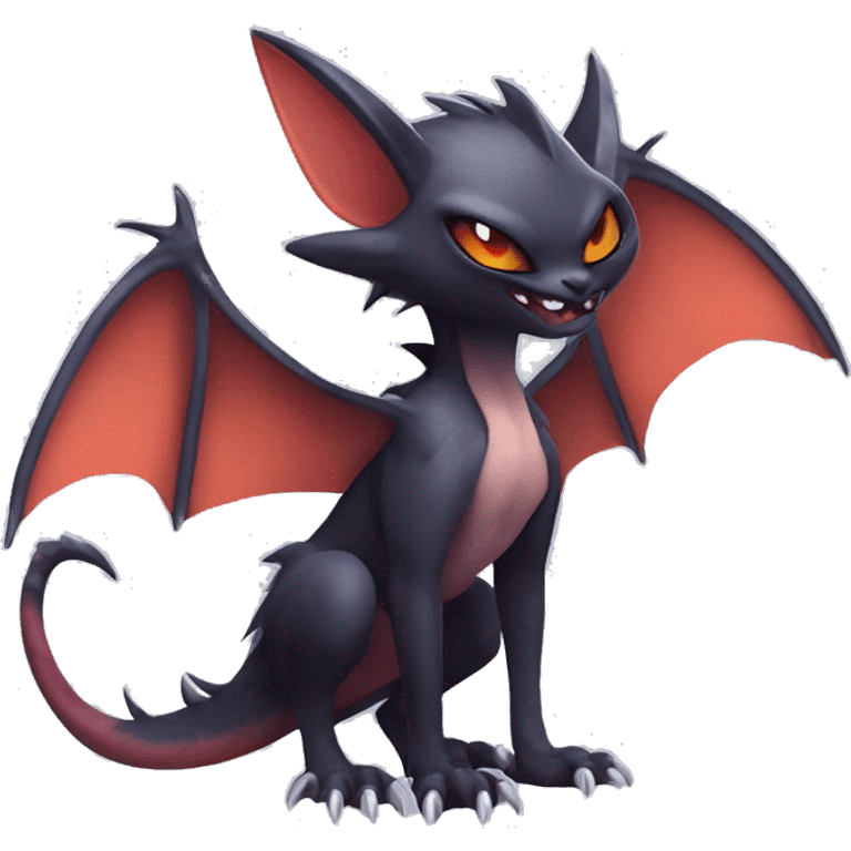  Kawaii Edgy Cool Vampiric Beautiful Noivern-Nargacuga-Litten with big Bat Ears full body emoji