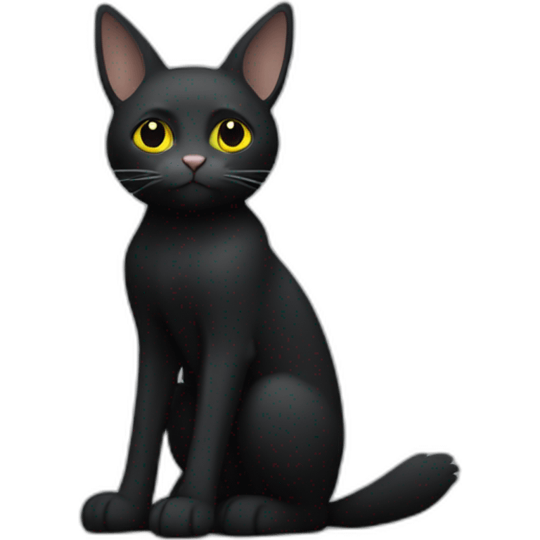 chat noir assis a côté d'un lapin gris  emoji