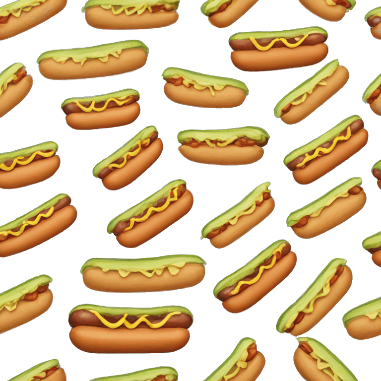 a single hotdog with smash avocado, diced tomato, and zigzagging mayonnaise emoji