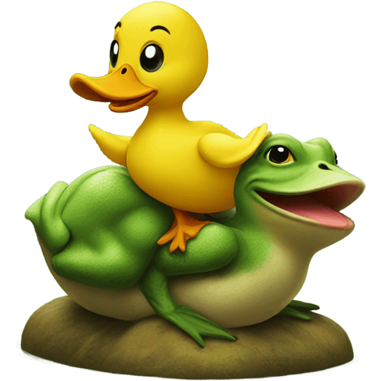 Yellow duck riding frog emoji