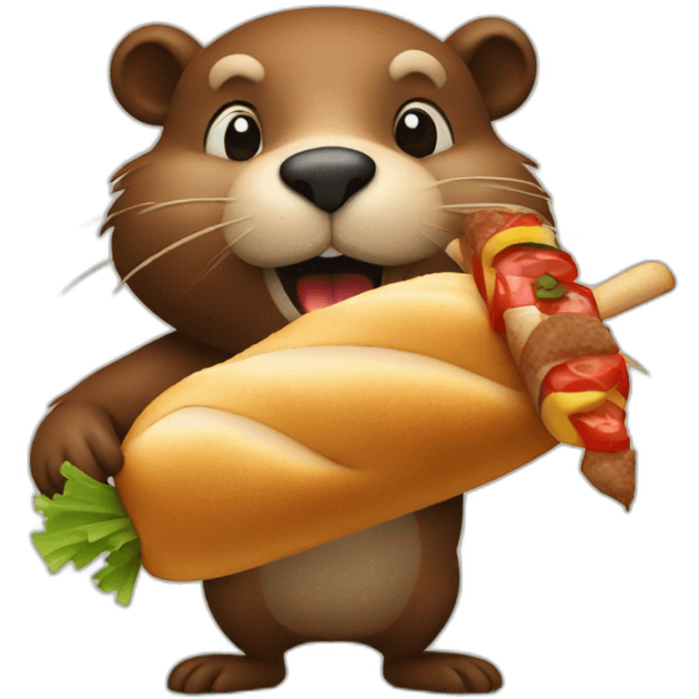 a beaver eating a kebab emoji