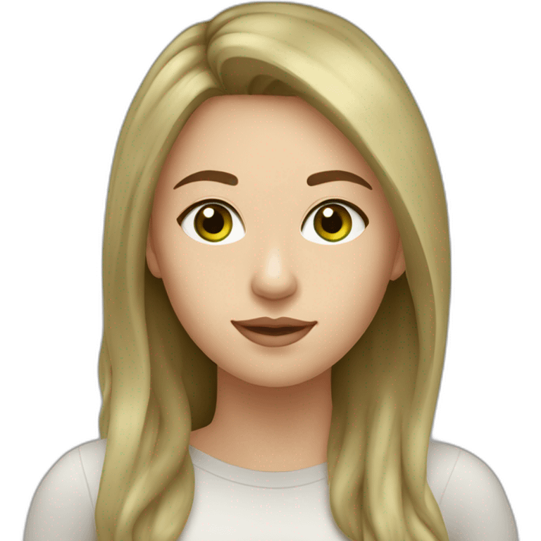 cocasian young adult woman with light brown hair and olive green eyes emoji