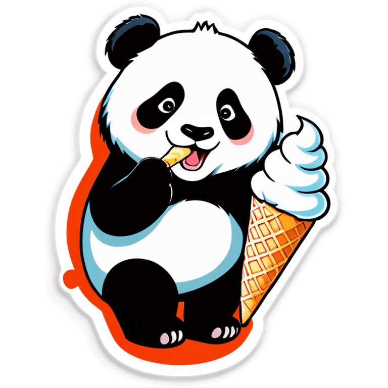 Panda eating ice cream emoji