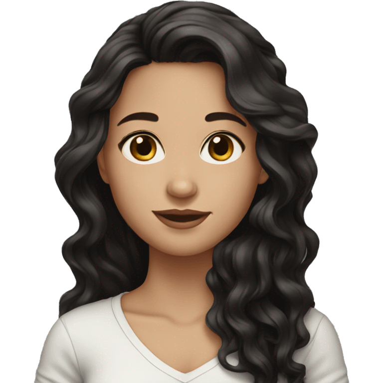 brunette girl long black wavy hair emoji