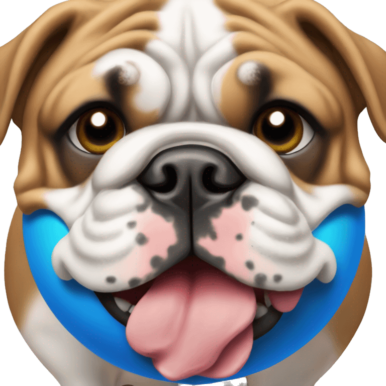 English bulldog with blue ball emoji