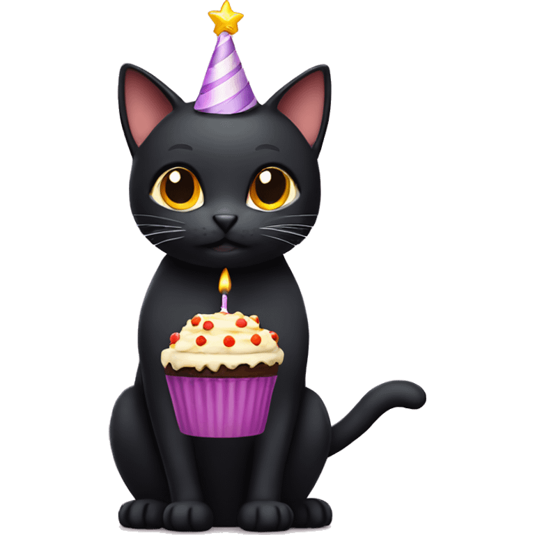 Black Cat With A Birthday Cake emoji