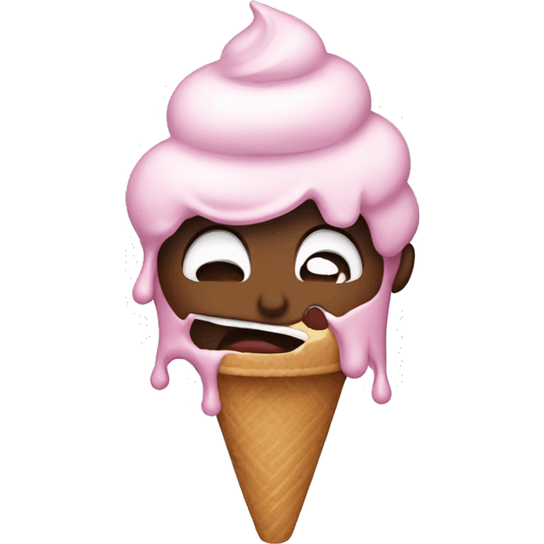 Someone crying with ice cream  emoji