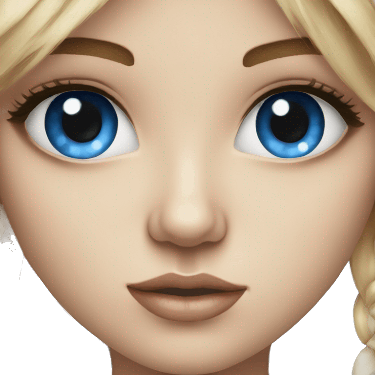 blue eyed girl, with designer painting  emoji