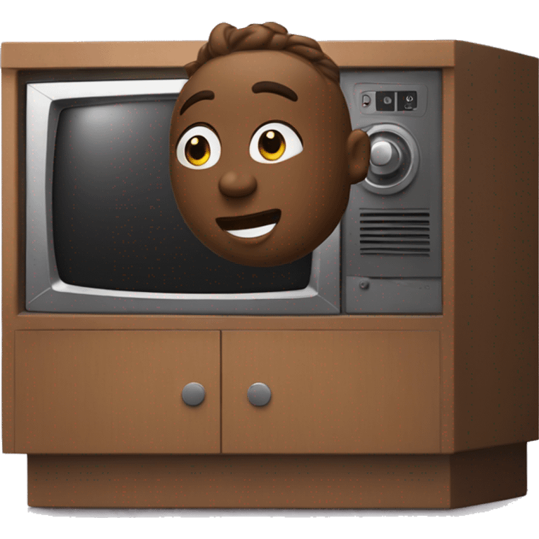 A character climbs out of the TV emoji