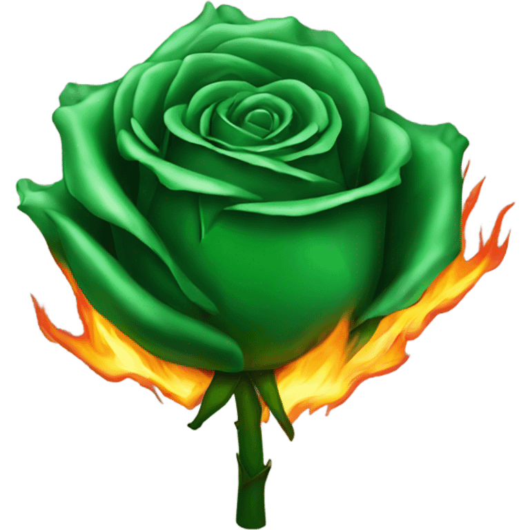 Burning green rose emoji