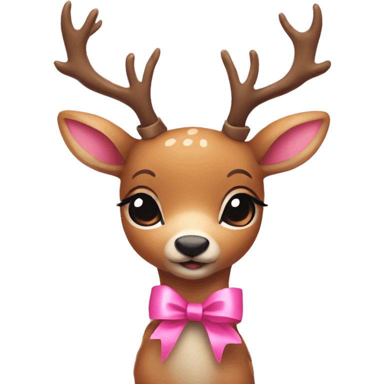  Cute deer with a pink ribbon emoji