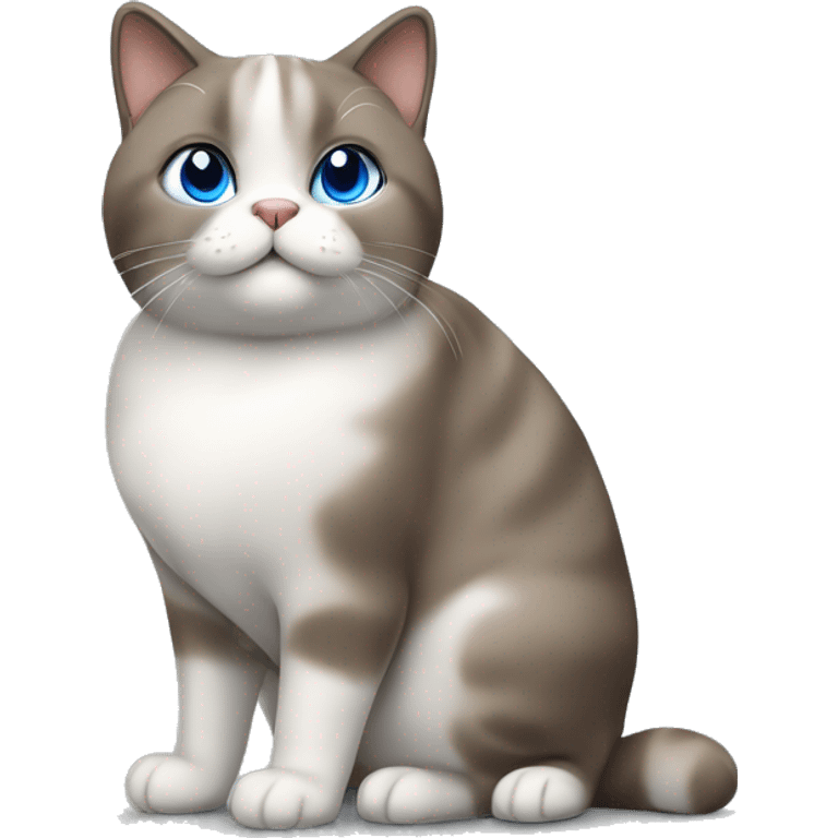 chubby blue-eyed brown grey white cat standing emoji