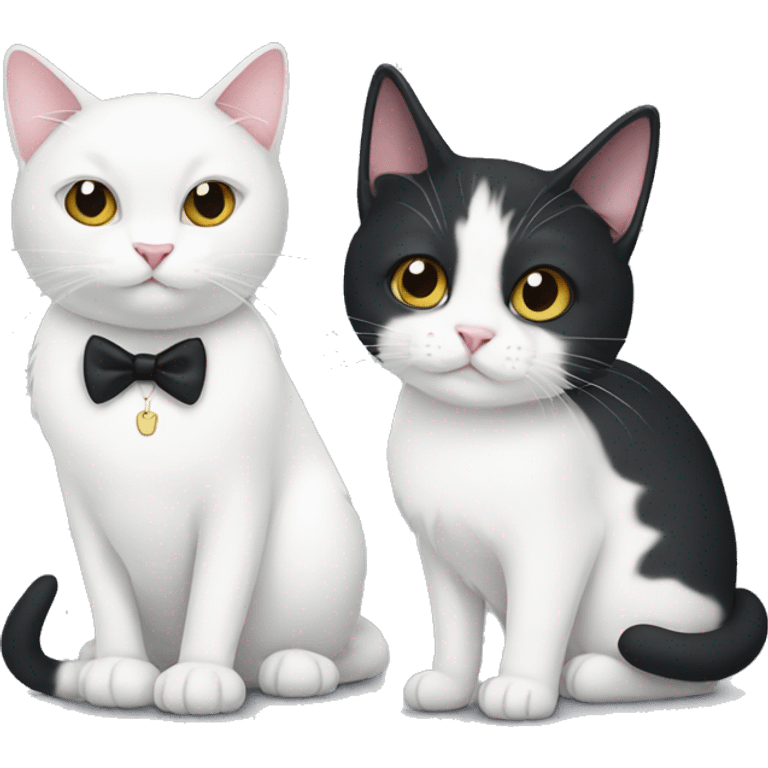 Tuxedo cat and white cat  emoji