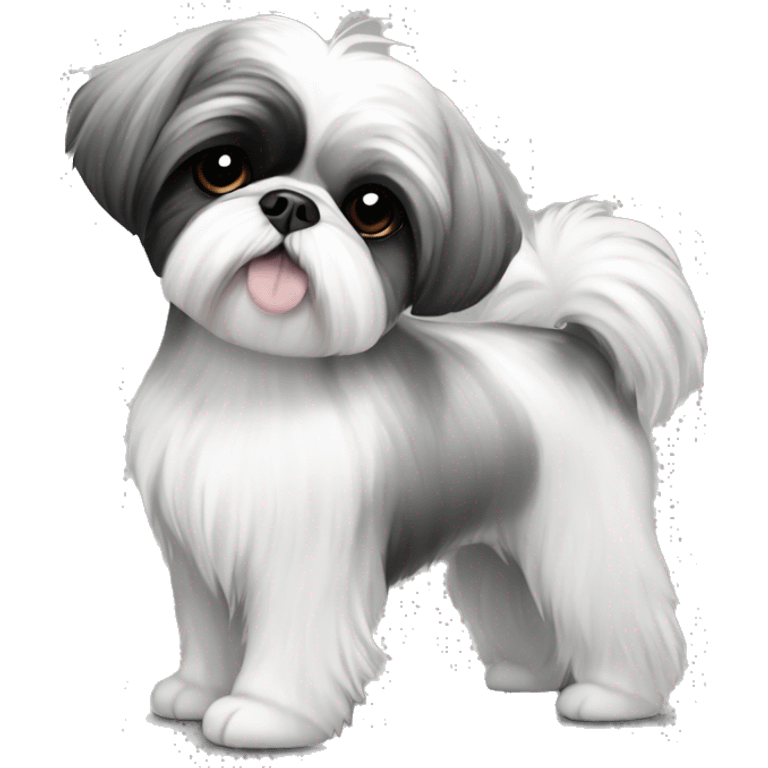 ballerina shihtzu white and black and grey emoji