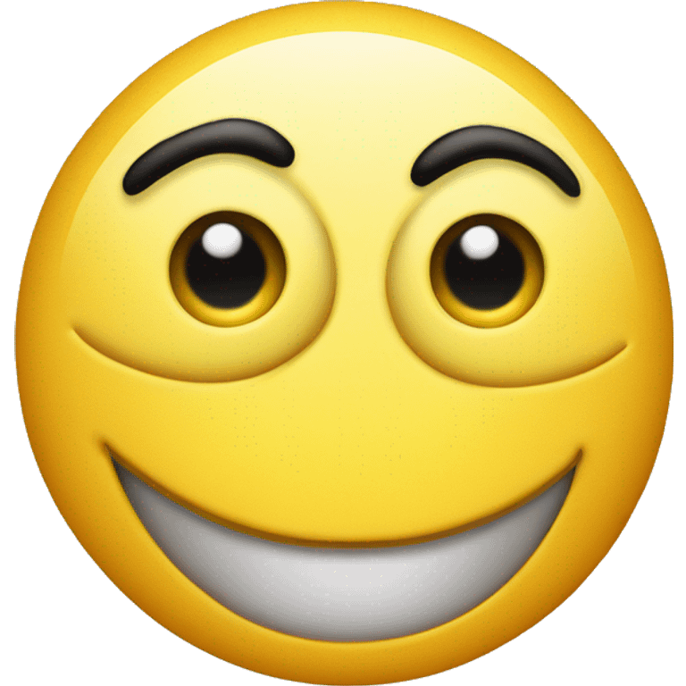 yellow emoji face with one eye squinting and one eye wide with a straight mouth emoji