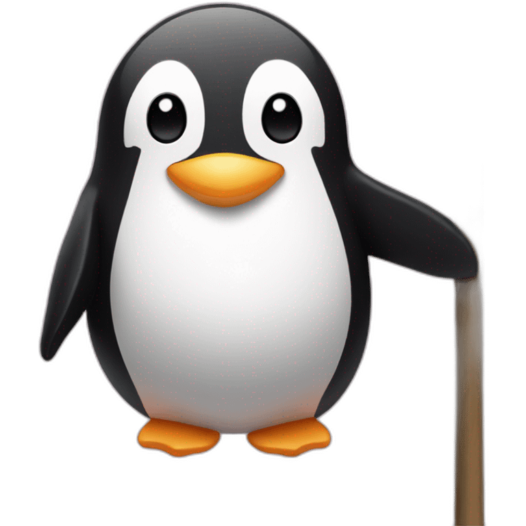 Pinguin wearing a pink short on a pole bar emoji