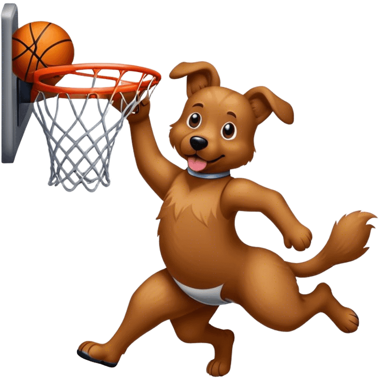 Dog dunking basketball  emoji