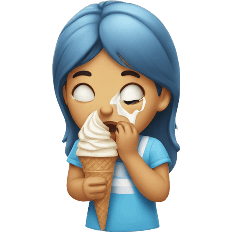 girl crying eating ice cream emoji