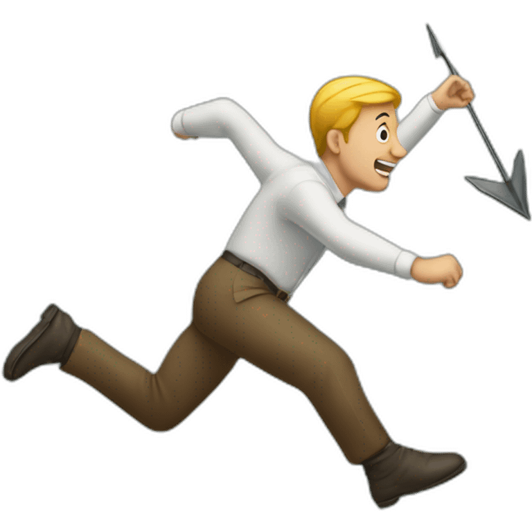 man jumping over curveed arrow facing right side emoji