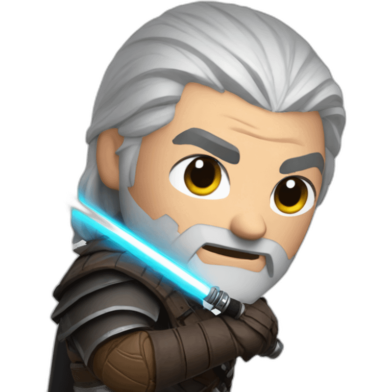 Geralt with a lightsaber emoji