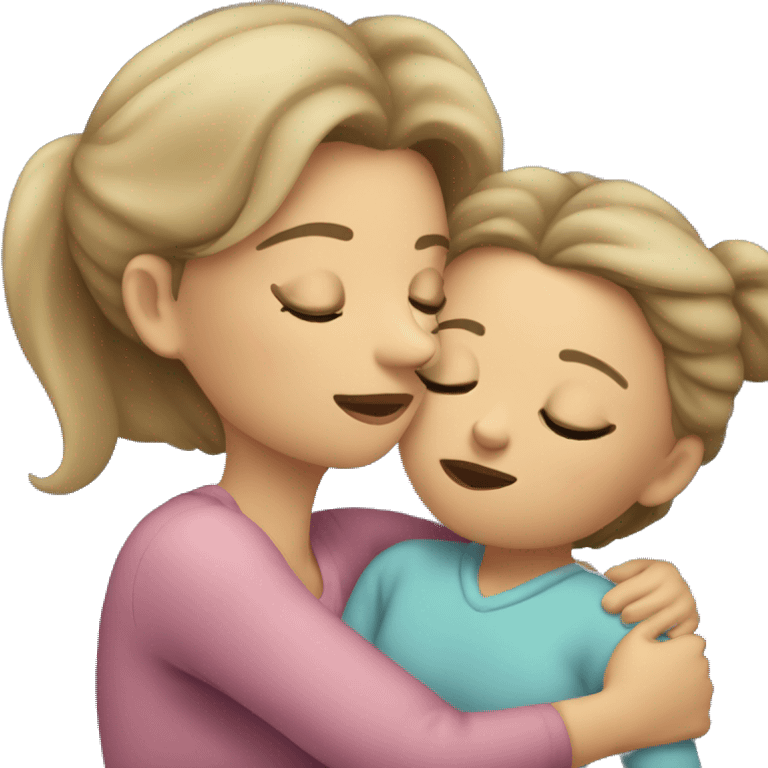 mum giving her daughter a goodnight kiss emoji