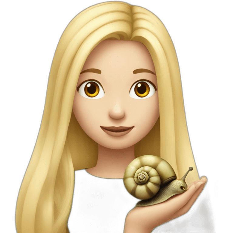 Girl blonde long hair holding snail emoji