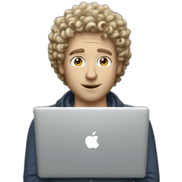 Curly white man with a macbook emoji