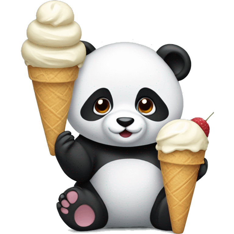 Panda eating ice cream emoji