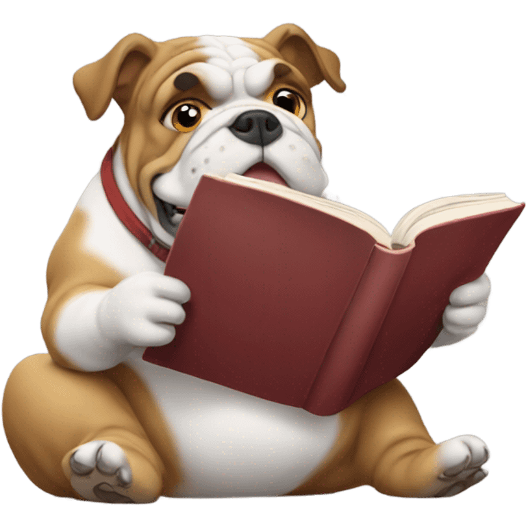 Bulldog reading book  emoji