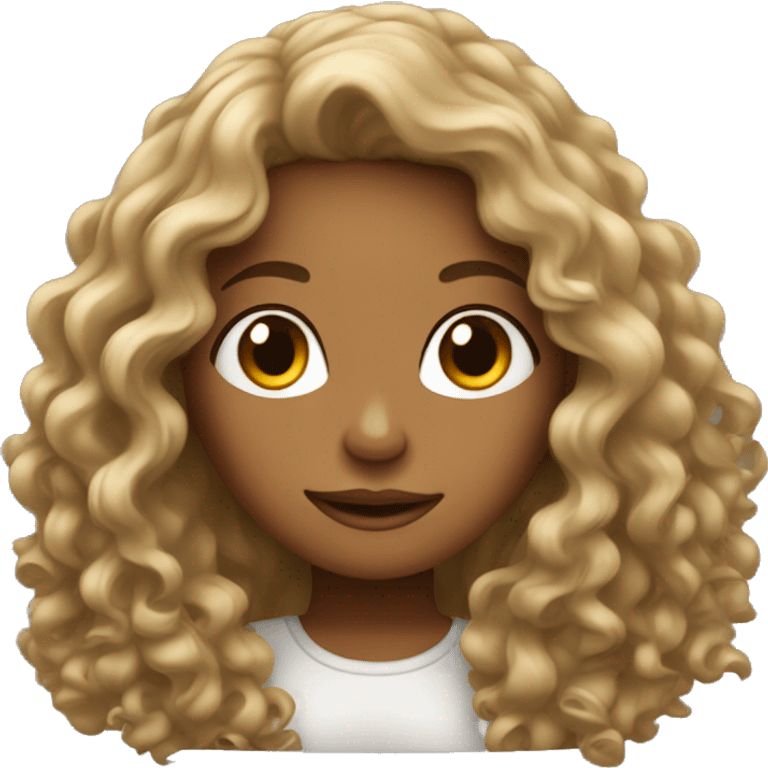 Tan Girl with long curly hair  emoji