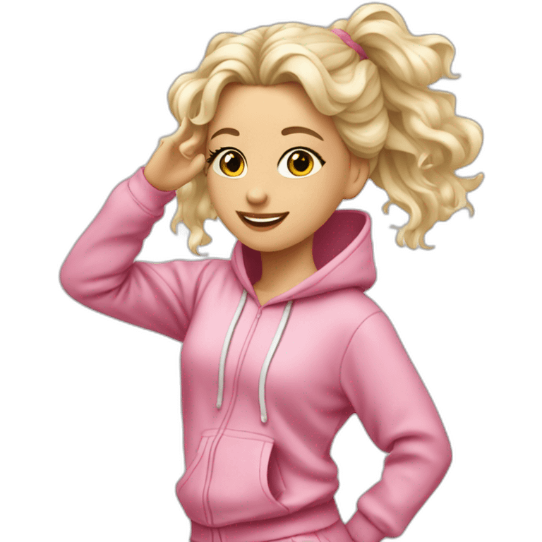 dancing-white-fair-haired-girl-pink-oversize-tracksuit emoji