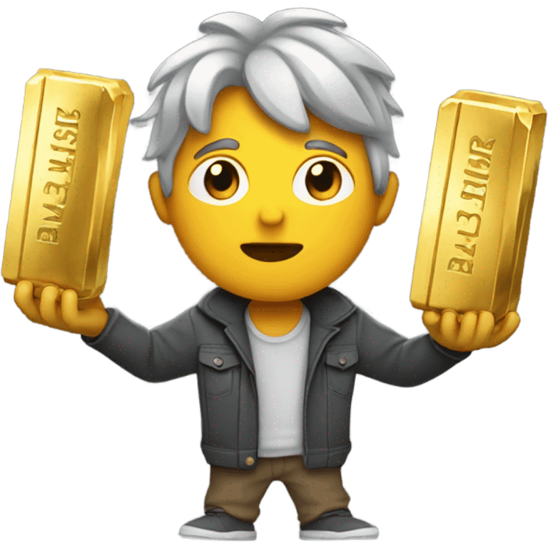 Poor person with gold bars emoji