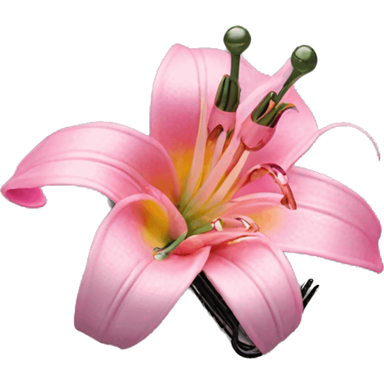 hair claw/clip with pink lily ( accessory)  emoji