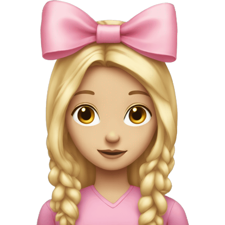 Blond girl with long hair and pink bow in her hair emoji