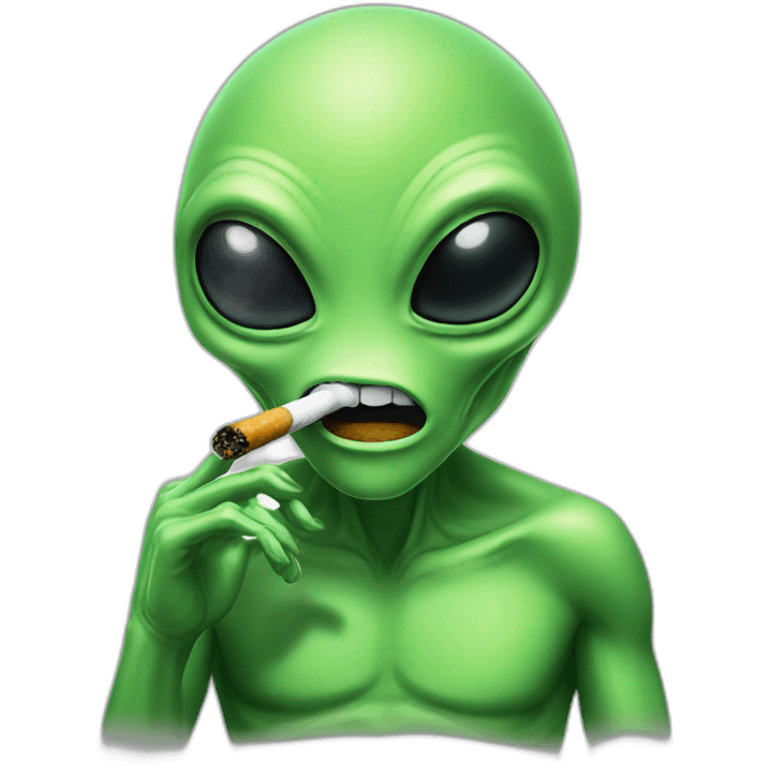 Green alien smoking emoji