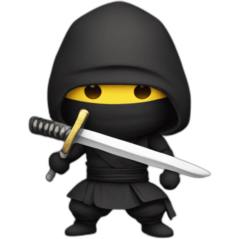 a ninja wearing black and white covering his face only eyes visible with a sword on his back emoji