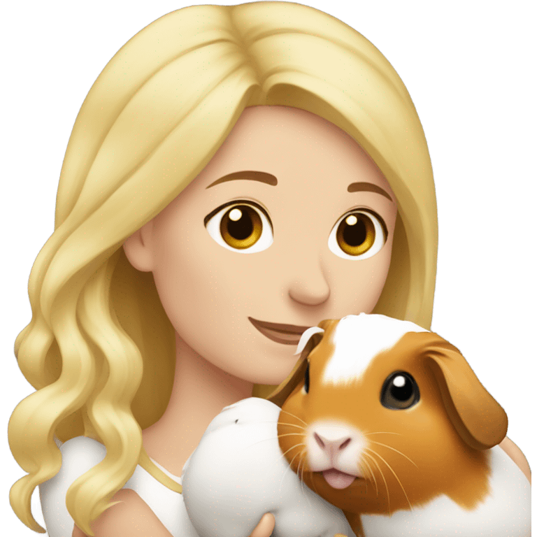 Blonde Woman hugging a guineapig emoji