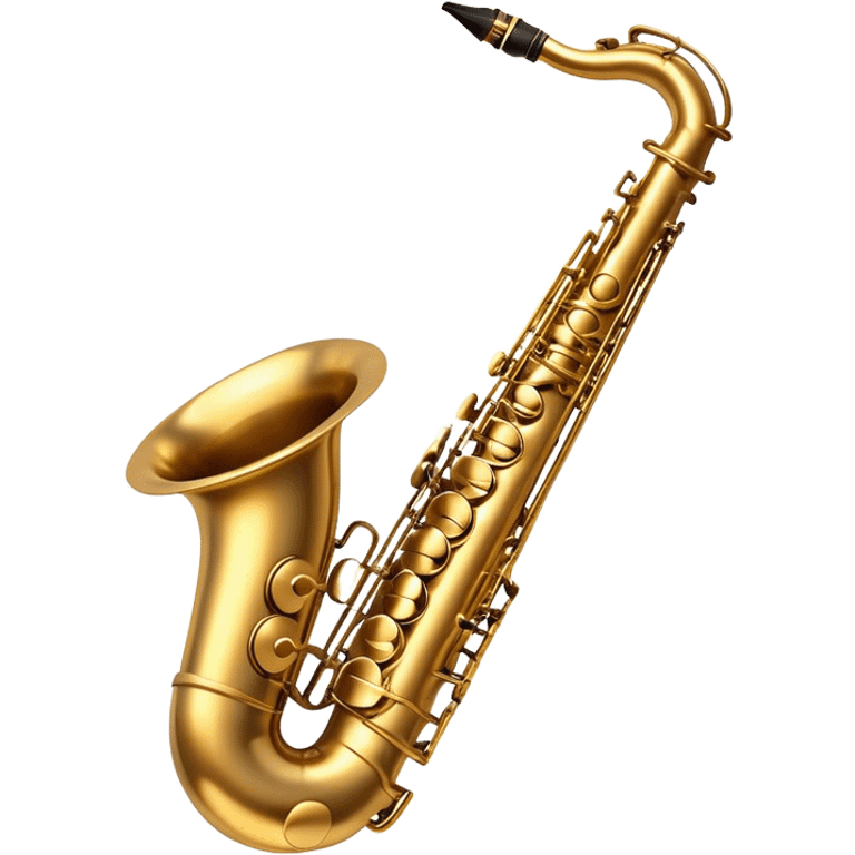 Cinematic Realistic Saxophone, smooth, curving brass body with a golden finish, soft reflections of warm light catching the details, a player’s fingers carefully pressing the keys, glowing with a jazzy, atmospheric charm. emoji