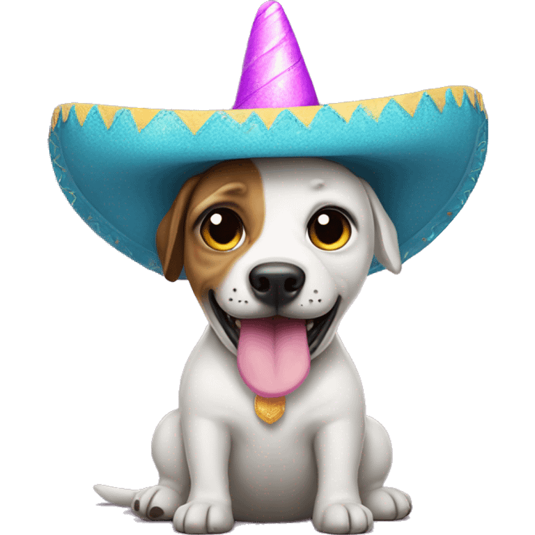 dog with a unicorn coming out of its butt and a sombrero on its head emoji