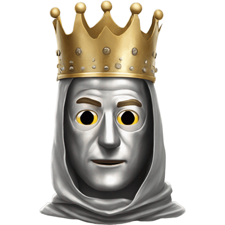 king baldwin IV in silver full face mask up with hand out emoji