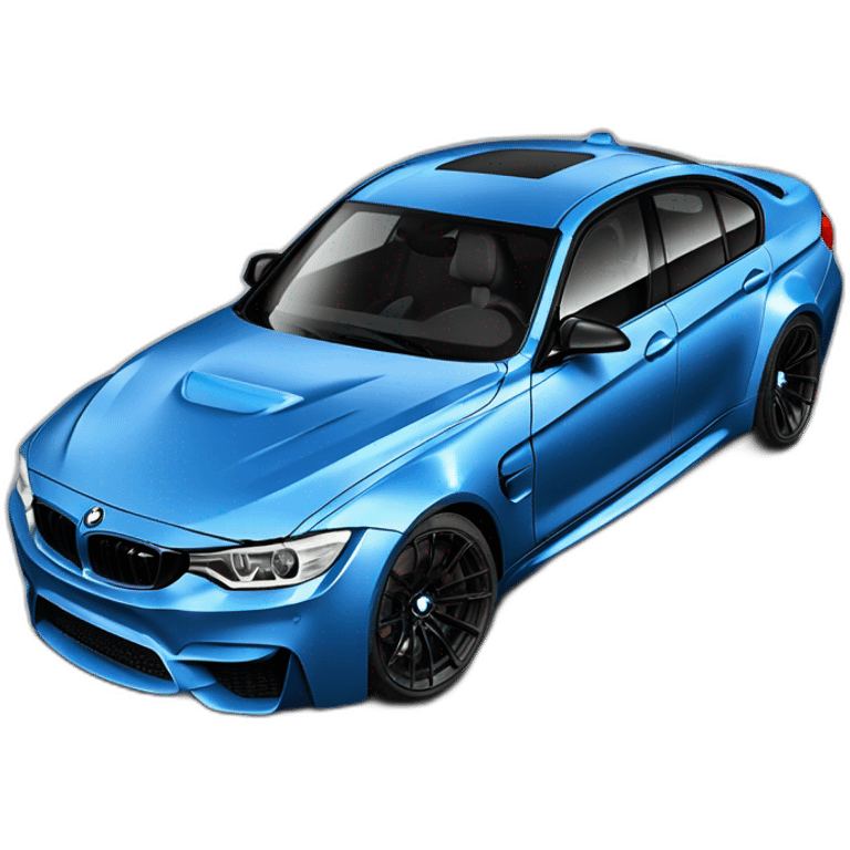 BMW M3 f80 de profil bleu et noir mat emoji