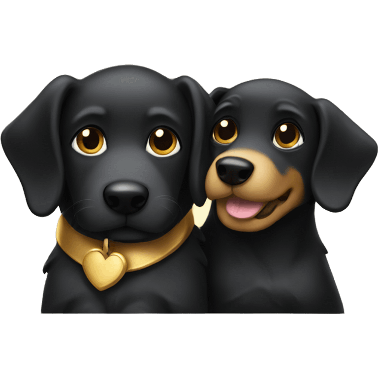 Black dog hugging golden dog emoji