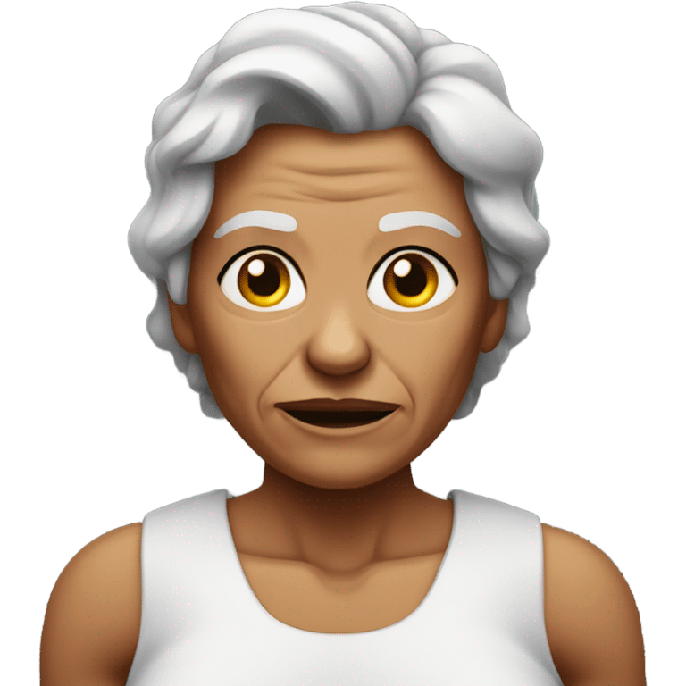 muscular grandma unhappy  emoji