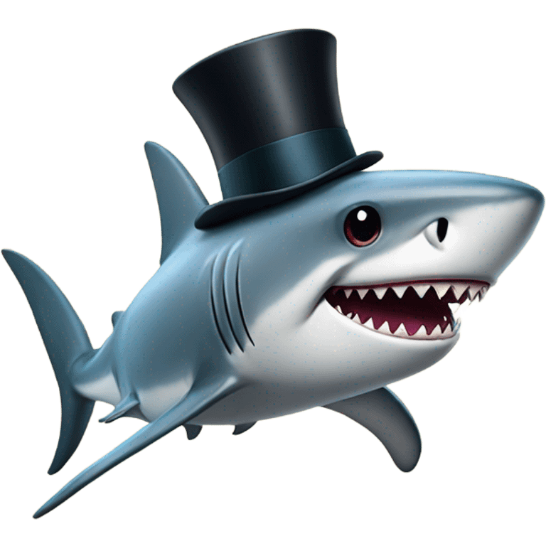 Shark with a top hat  emoji