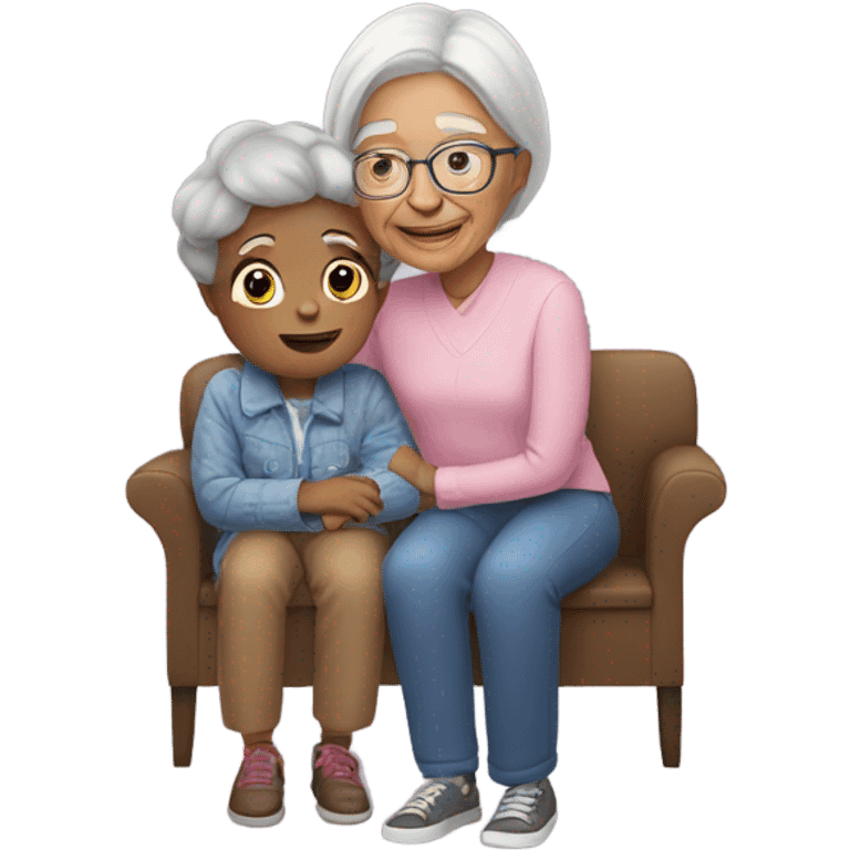 Girl hanging out with her grandma emoji